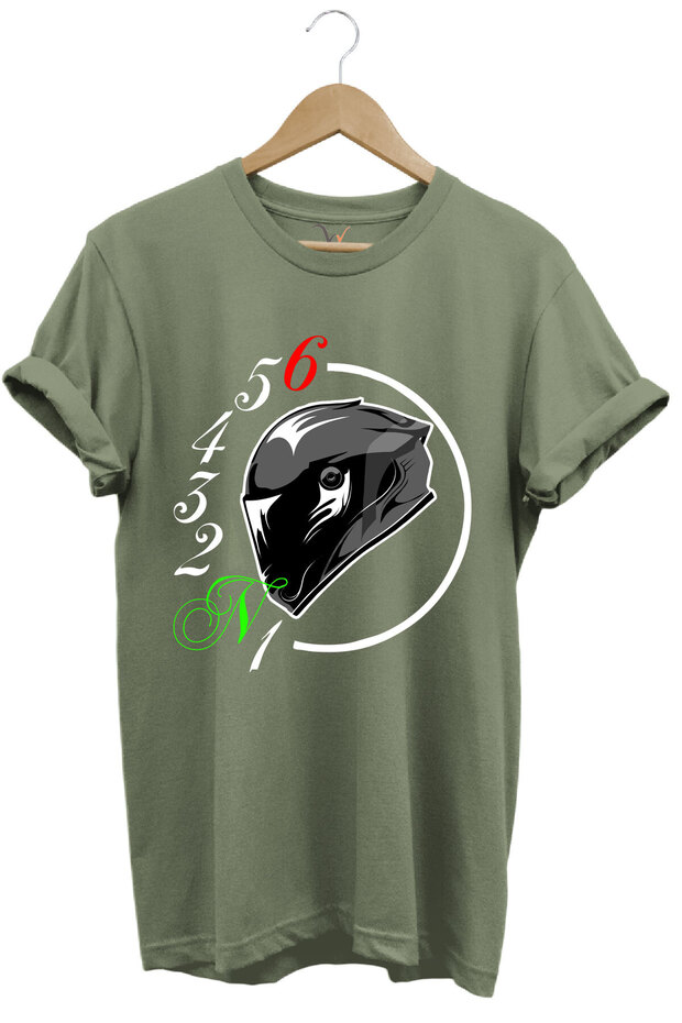 Motorcyclist Motorcycle Gear Shifts and Helmet Design 1N23456 100% Cotton Regular Fit Khaki T-Shirt