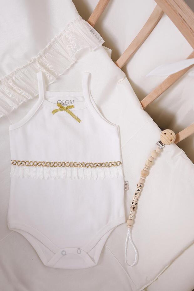 Glittery Baby Girl Undershirt with Rope Strap Badi 3529