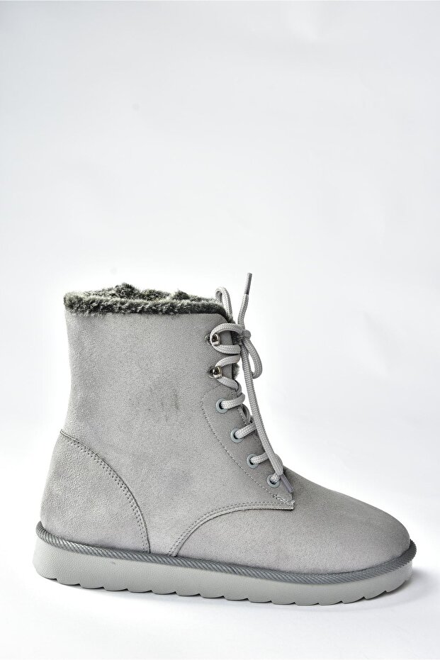Szürke velúr női csizma belső szőrmével N404003002 - 5
