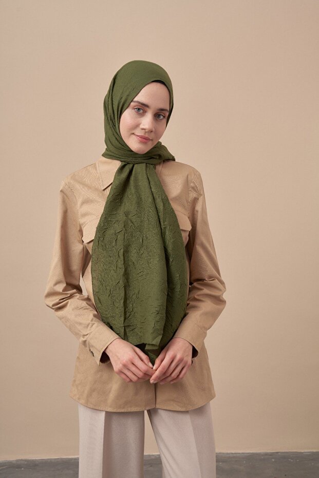 Bambu Kraş Şal - Haki - 2