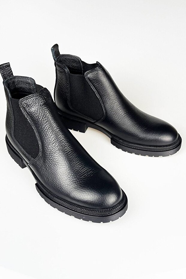 Genuine Leather Black Men's Winter Chelsea Boots Luass22al0038