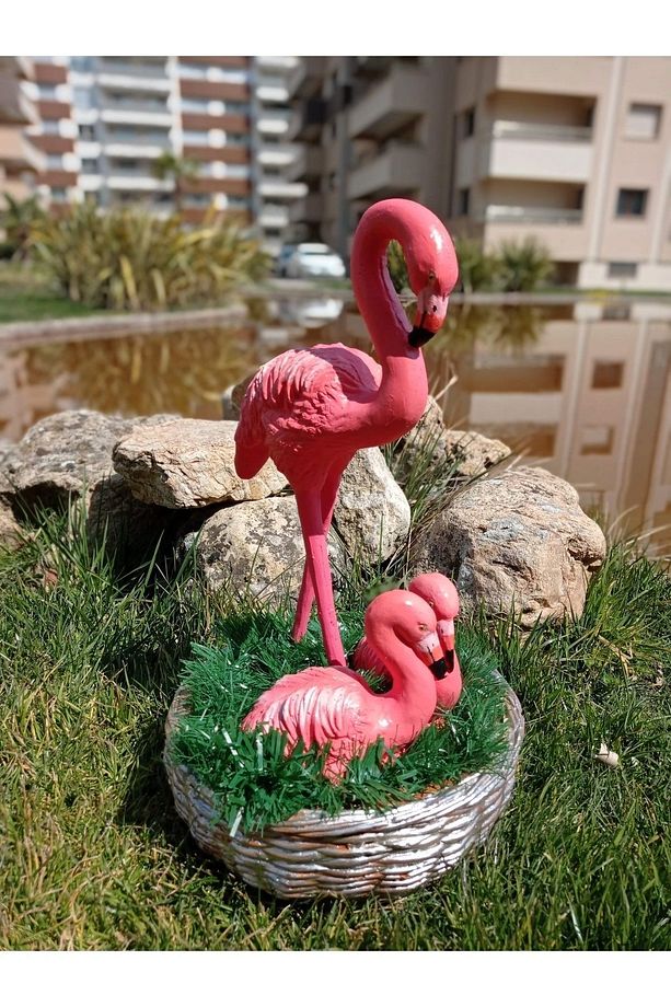 Flamingo Bahçe Heykeli Anne Ve Yavruları Flamingo Bahçe Heykeli. - 2