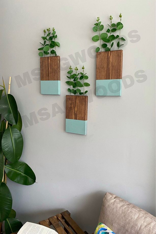 3'LÜ AHŞAP ÇİÇEKLİK MUTFAK BANYO KIŞ BAHÇESİ YAPAY ÇİÇEK BALKON EV HEDİYESİ ÇEYİZ BOHEM RUSTİK - 7