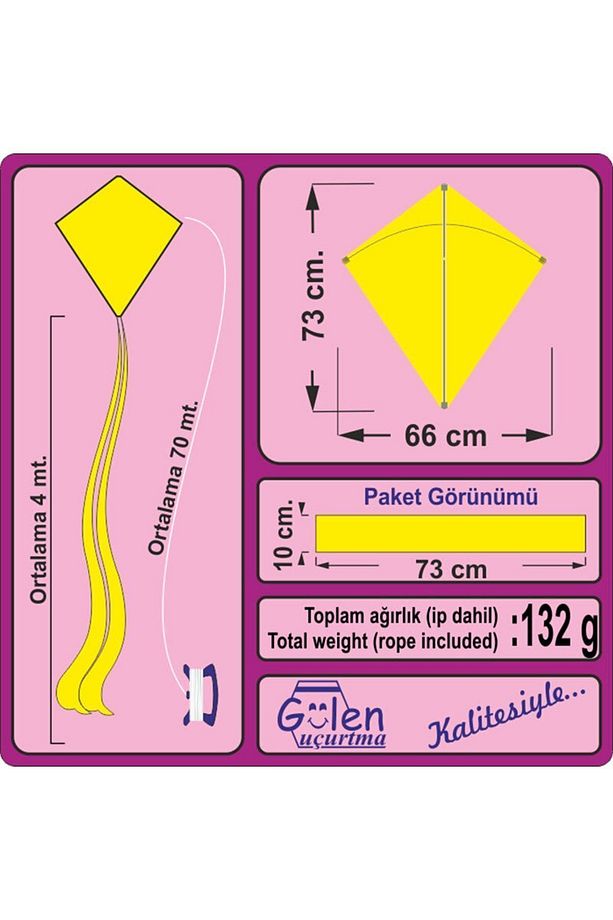 Kırlangıç Desenli Elmas Uçurtma Gri Renk 70 M Ip Dahil - 2