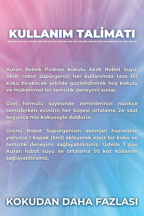 Beyaz Sabun ve Bebek Pudrası Akıllı Robot Suyu, Robot Süpürge Deterjanı, Yüzey Temizleyici Set 250ml - 7