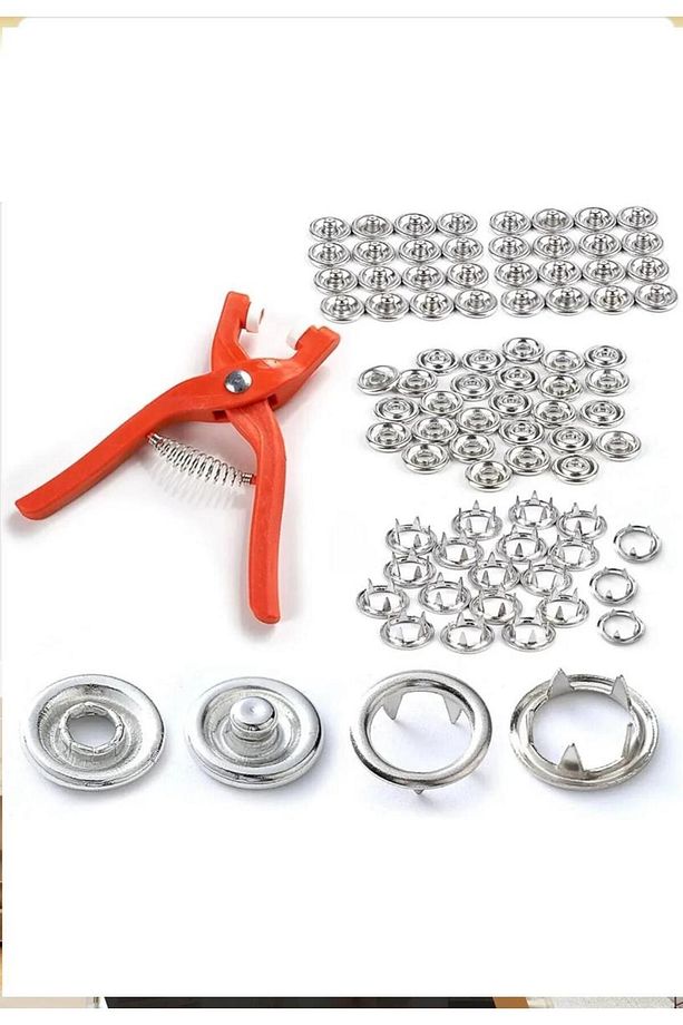 Çıt Çıt Düğme Ve Pensesi 100 Set Çıt Çıt Metal Düğme Yapma Seti - 7