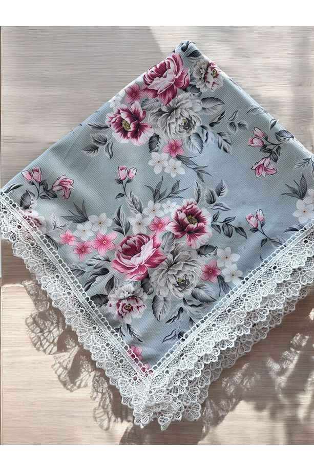 Leke Tutmaz 155X155cm Kenarı Gipürlü Dertsiz Kumaş Sofra Bezi Masa Örtüsü Piknik Örtüsü - 2