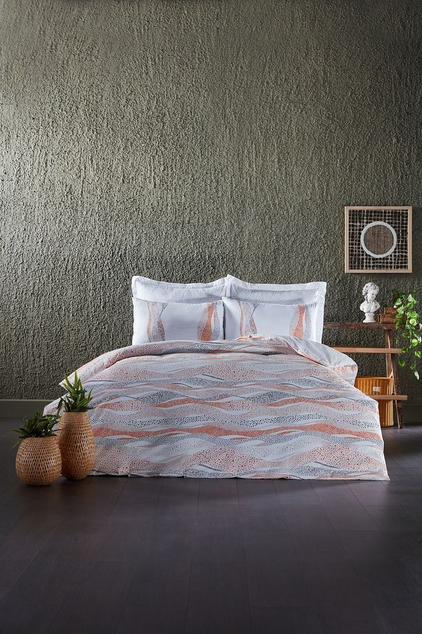 Polycotton Pamuklu Nevresim Takımı Lidya Tek Kişilik - Turuncu - 1