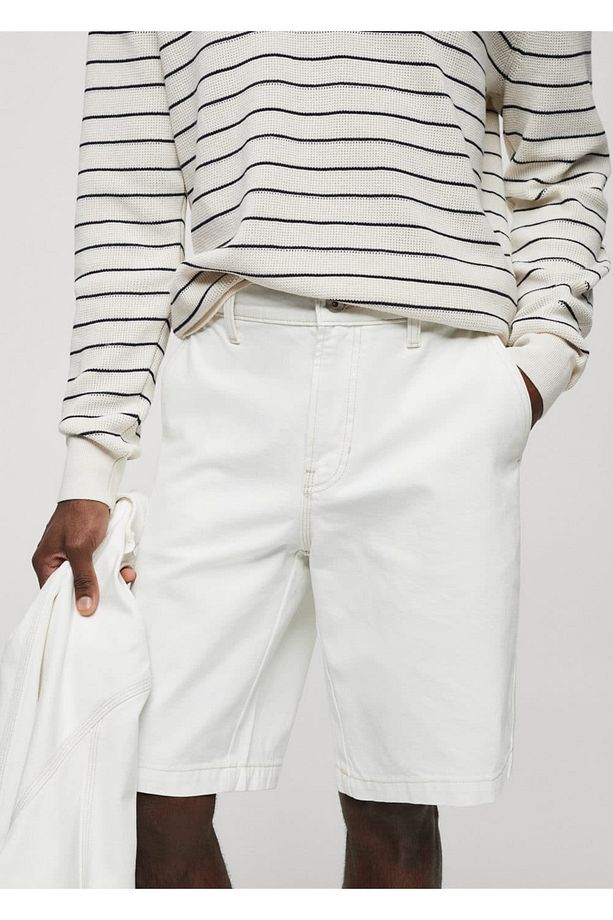 Pamuklu denim bermuda şort - 6