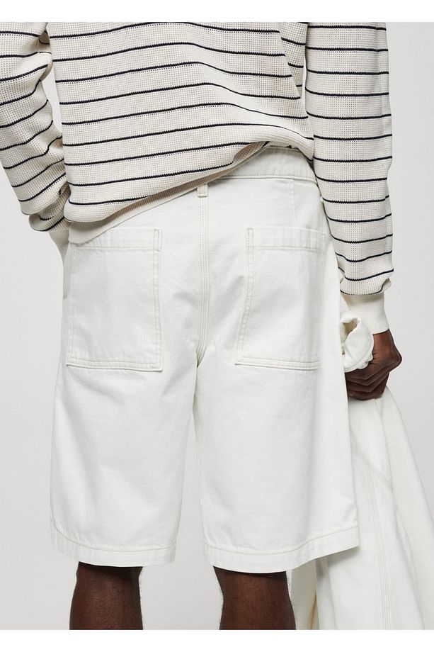 Pamuklu denim bermuda şort - 7