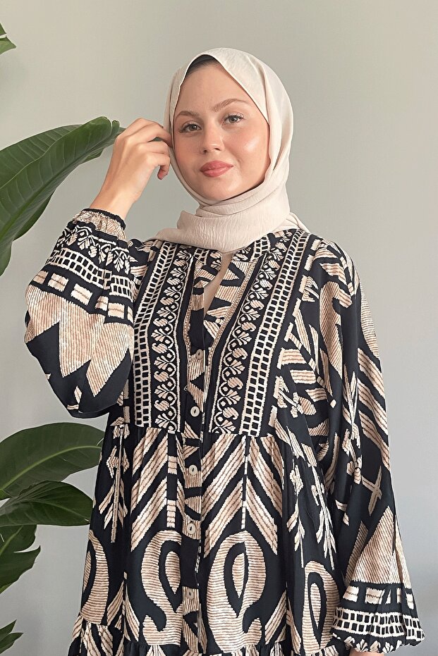 Salaş Siyah Viskon Elbise - 2