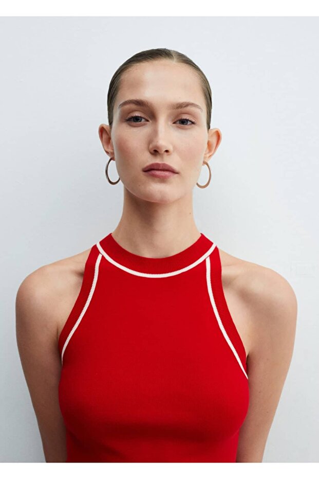 Kontrast süslemeli bluz - 5