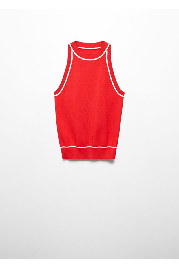 Kontrast süslemeli bluz - 3