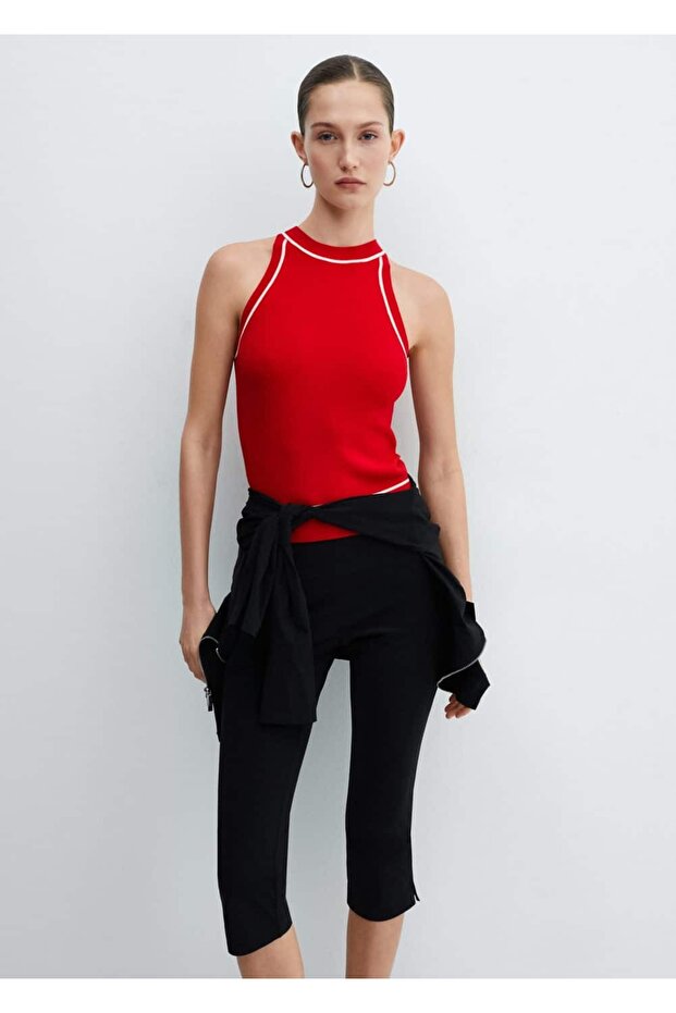 Kontrast süslemeli bluz - 1