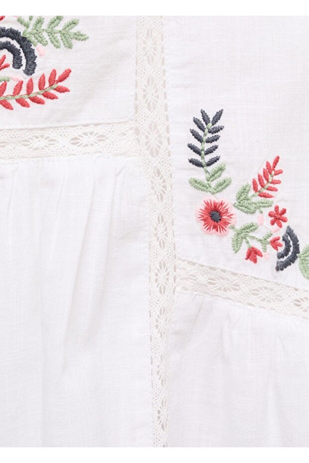 Çiçek işlemeli bluz - 4