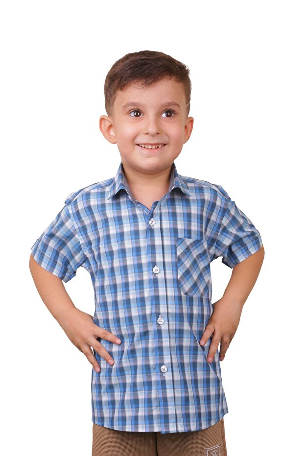 Checkered Short Sleeve Boys' Shirt