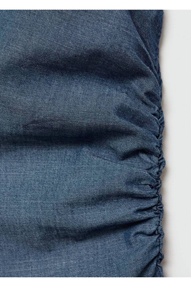 Denim gömlek elbise - 7