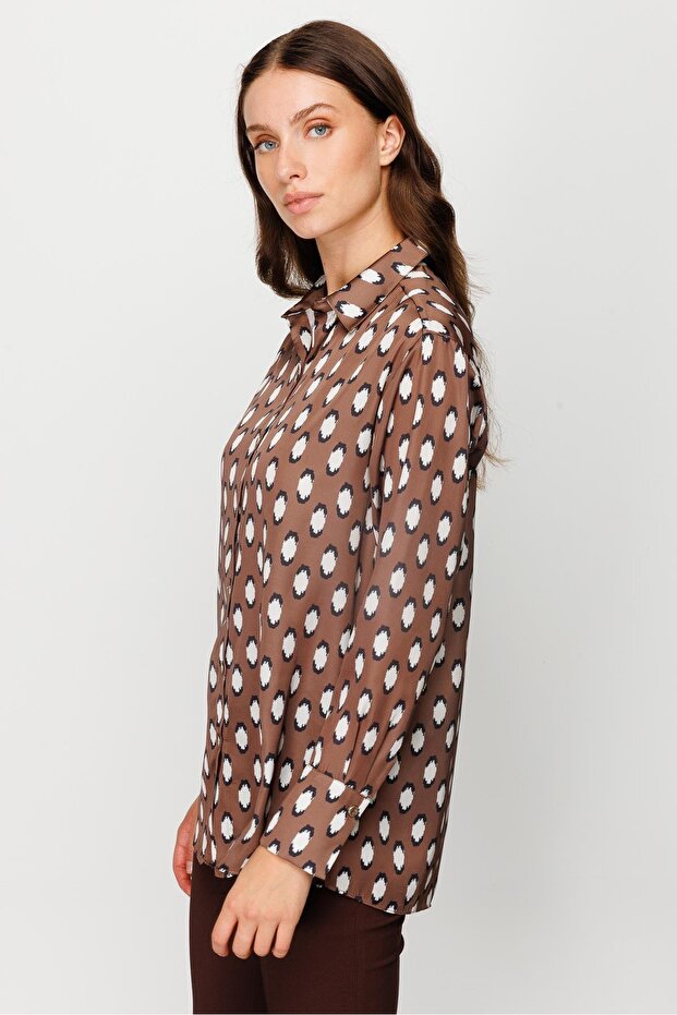 Modailgi Salaş Emprime Gömlek Kahve - 2