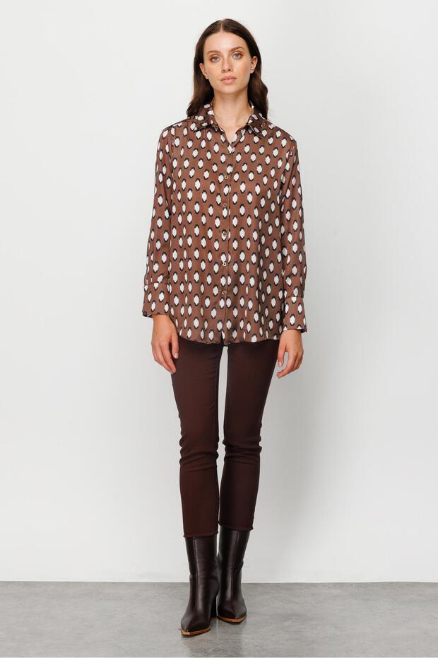 Modailgi Salaş Emprime Gömlek Kahve - 3