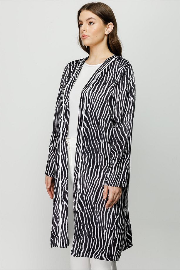 Modailgi Zebra Desen Ikili Uzun Tunik Siyah - 4