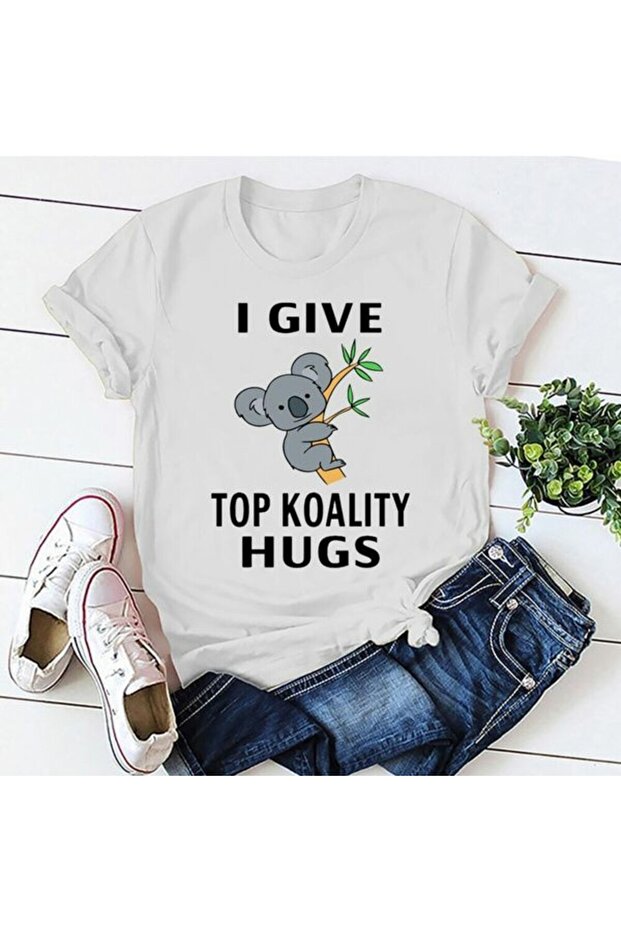 Cute Koala Printed Cotton Crewneck Short Sleeve Children's T-Shirt