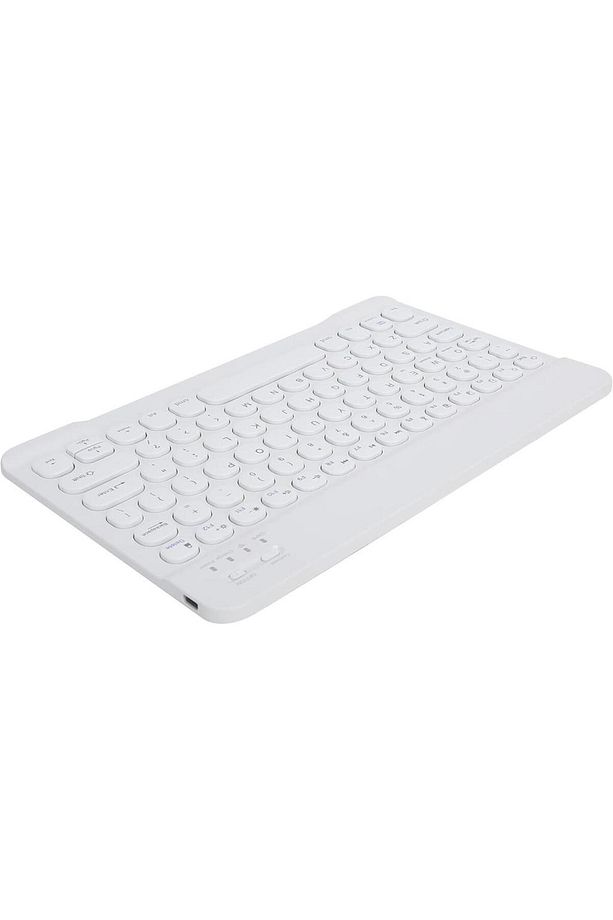 Apple iPad Pro 6. Nesil 12.9" Uyumlu Kablosuz Bluetooth Şarj Edilebilir Yuvarlak Tuşlu Klavye - Beya - 5