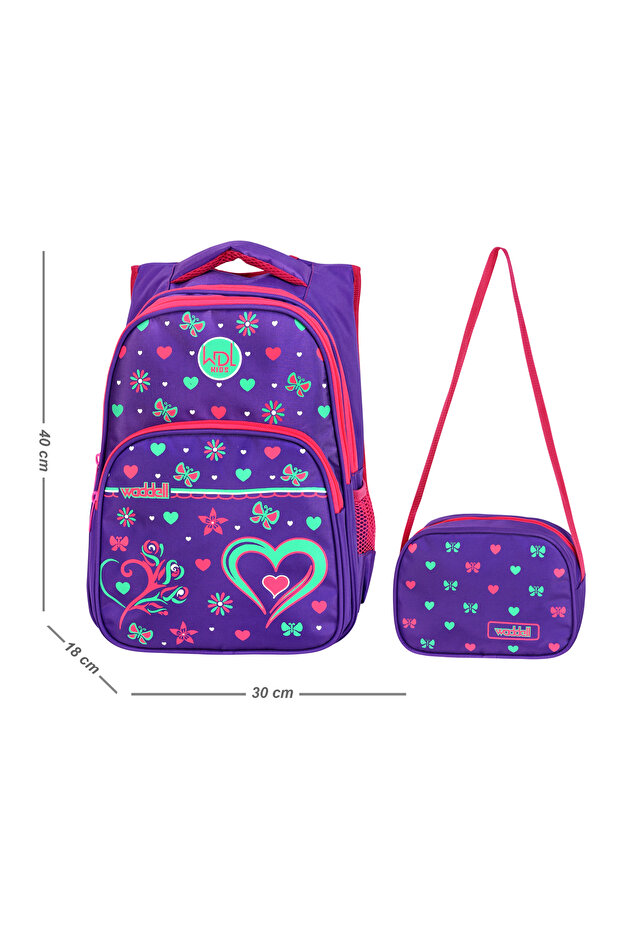 Licensed lilac little horse patterned girl's elementary school backpack and lunch bag