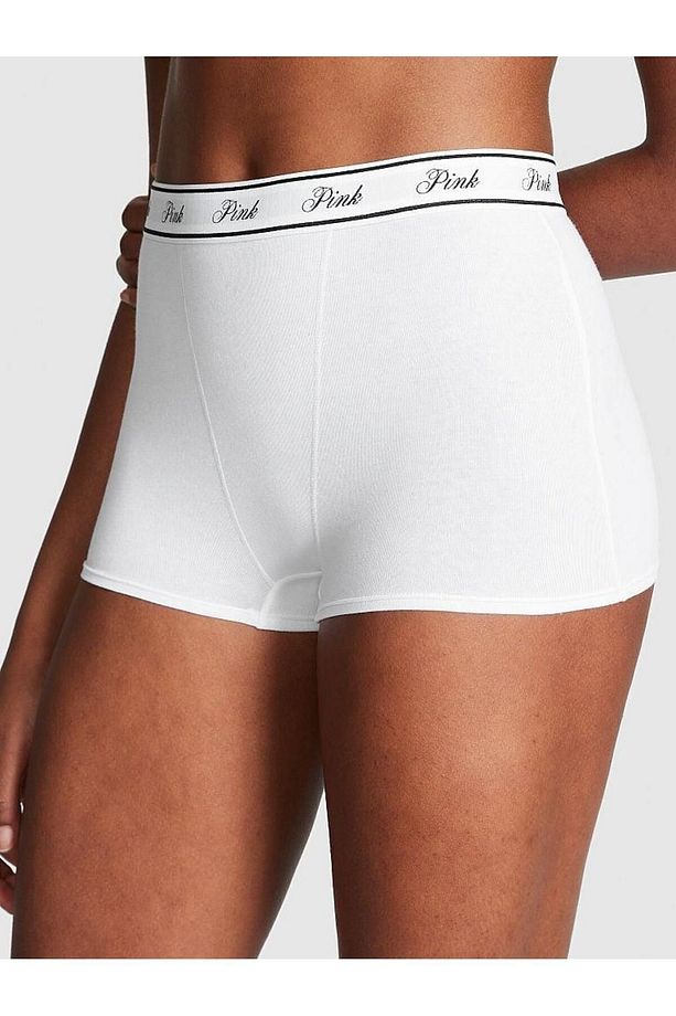 Logolu Pamuklu Yüksek Bel Boyshort Külot - 1