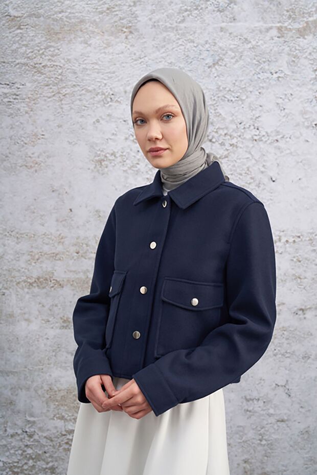 Bambu Kraş Desen Eşarp - Gri - 2