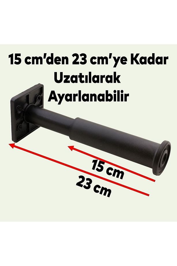 Ayarlı Destek Ayağı Mobilya Kanepe Koltuk Yükseltici Ayarlanabilir 15 Cm Siyah Yükseltme Ayakları - 3