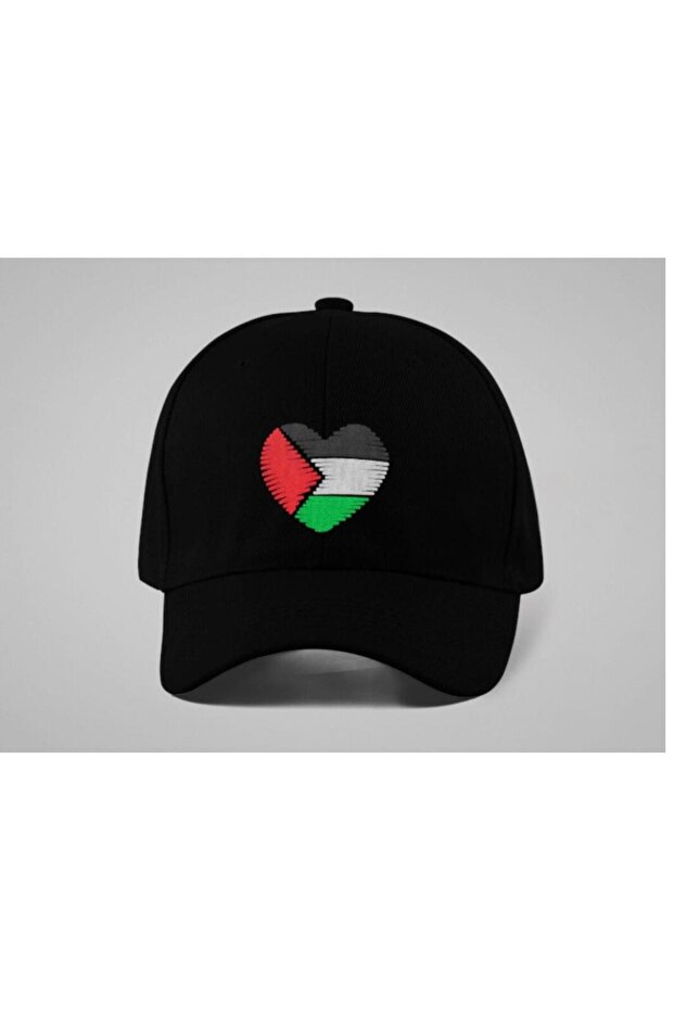 قبعة سوداء مع نمط القلب - 1