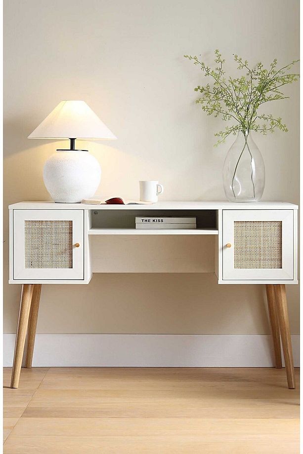 Frances İskandinav Ofis Çalışma Masası , Bilgisayar Masası , 2 Kapaklı MDF E120xD55xY76,5cm - 1
