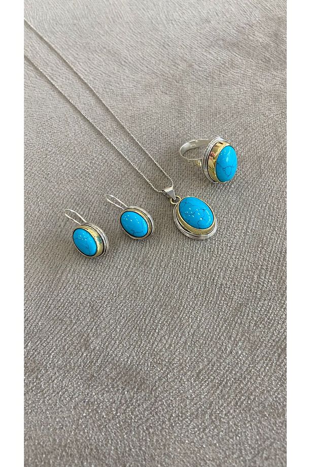 Firuze Taşlı Sarma Modeli  Gümüş Set - 1