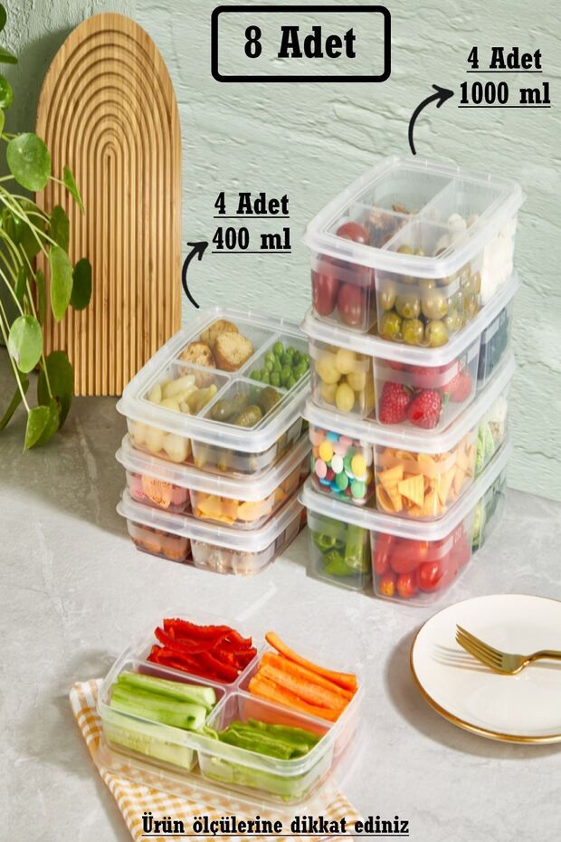 8 Pieces 2 Size Portion Compartments - 4 4 Icebox Meat Mincer Sacrifice Set - 1