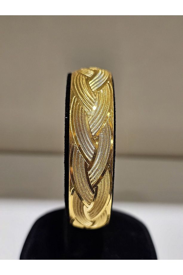 22ayar Altın Kaplama Saç Örgüsü Modeli Bilezik 1 Adet 1.5 Cm Eninde - 1