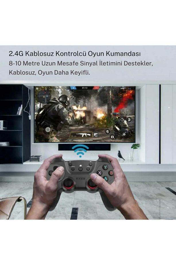 Joystick Gamepad Çiftli TV PC Uyumlu Oyun Konsolu 2.4G Gamepad Double Joystick Doungle - 4