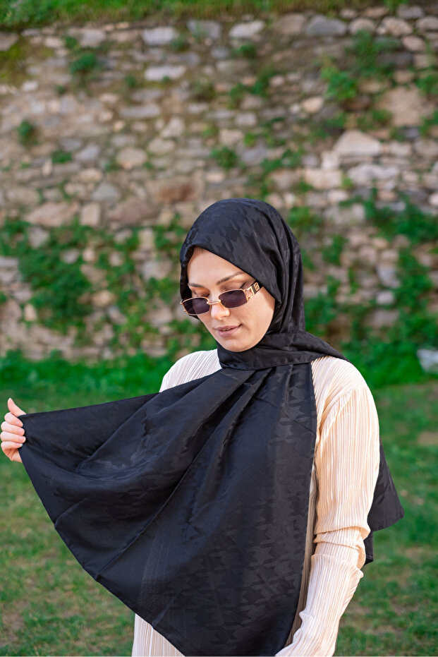 نمط Houndstooth شال جاكار حريري