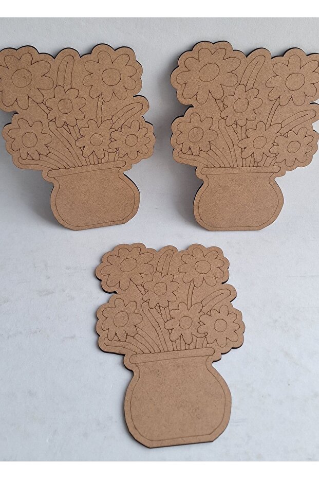 3-Piece Vase with Flowers Wooden Painting Toy Activity Summer School Nursery Course Kindergarten Activity Art Set