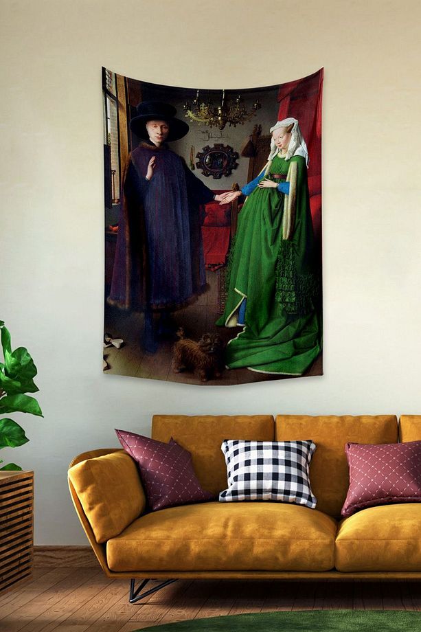 Jan Van Eyck Arnolfini'nin Evlenmesi, Arnolfini Portrait Duvar Örtüsü Halısı - 1