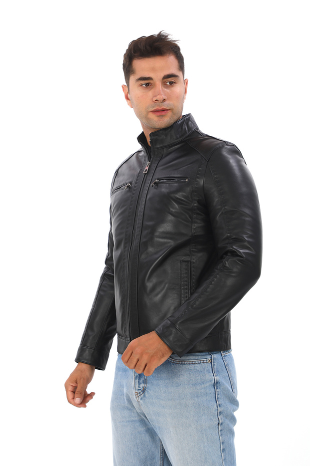 Erkek Puntolu Hakiki Deri Mont - 3