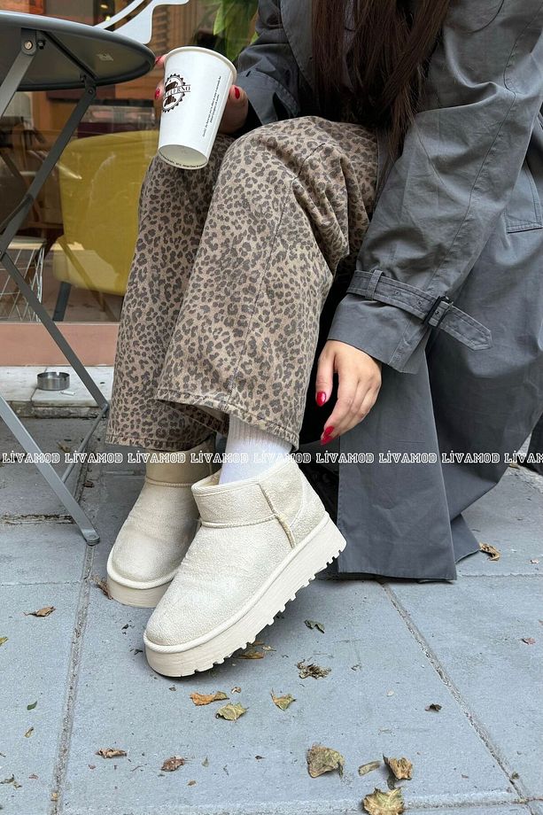 Teel Içi Kürklü Mini Süet Kışlık Taban Bot & Bootie - 5