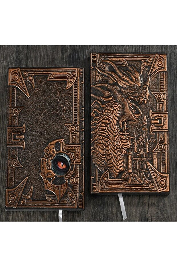 Gift Copper Dragon Embossed Leather Notebook 3D - 2