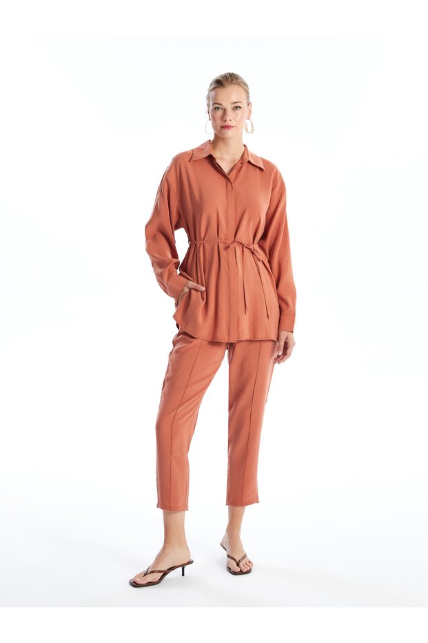 Carrot Cut Women's Trousers with Elastic Waist