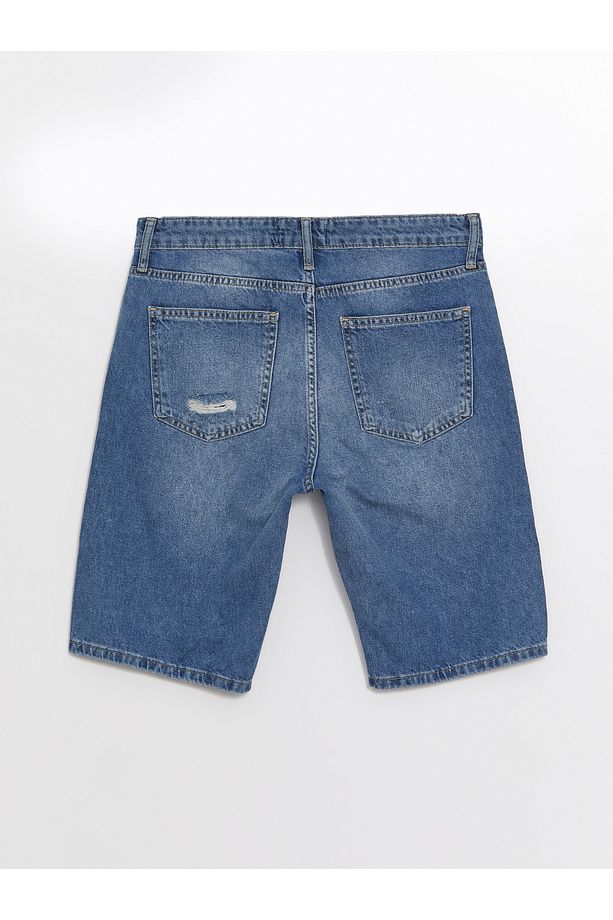 Standart Kalıp Erkek Jean Şort - 6