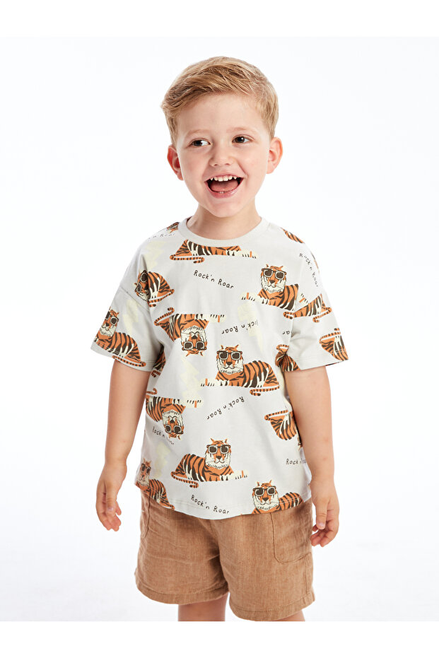 Printed Short Sleeve Crew Neck T-Shirt for Baby Boy