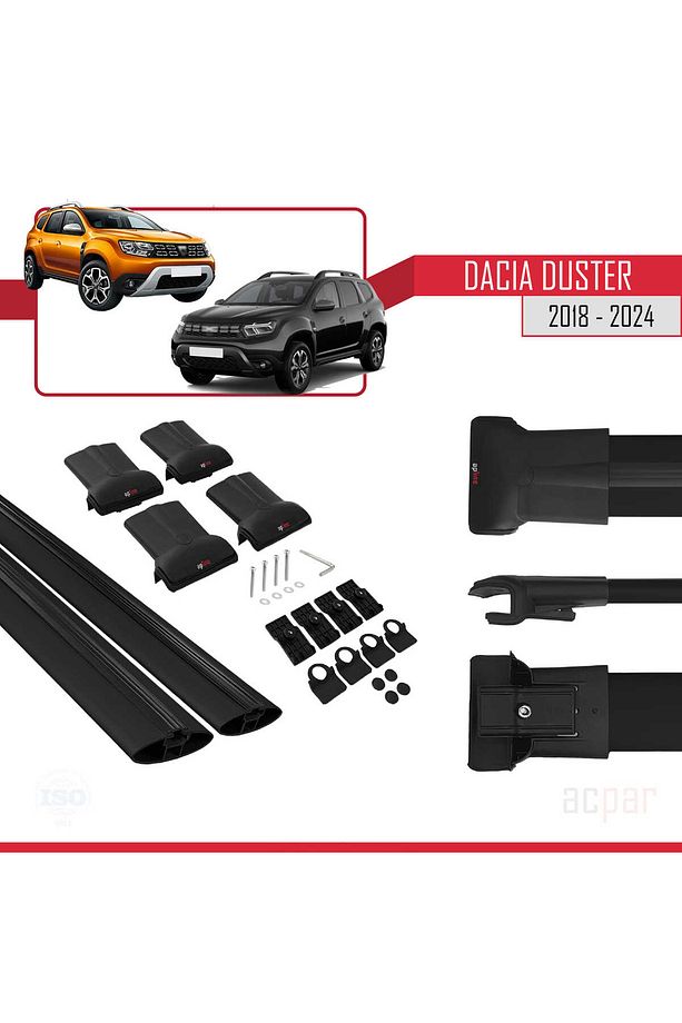 Dacia Duster 2018-2023 Arası Ile Uyumlu Fly Model Ara Atkı Tavan Barı Siyah - 6