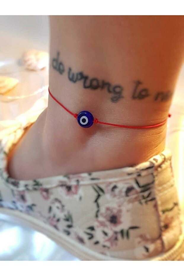 خلخال بخيط أحمر مع خرز عين الشر - 1