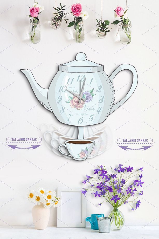 Çay Zamanı Sallanır Sarkaçlı Mutfak Duvar Saati - 1