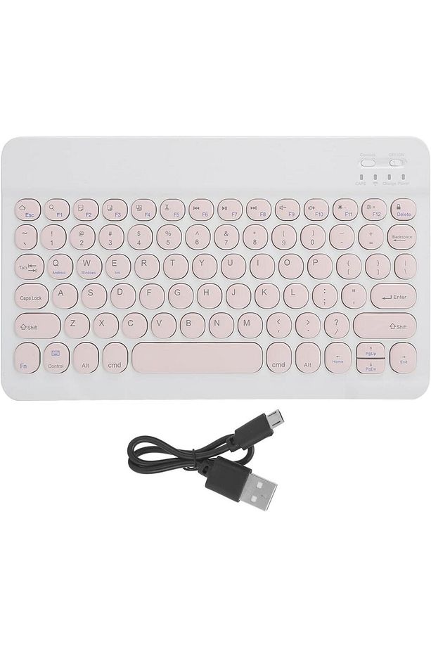 Powerway Maxron MX-3 7" Uyumlu Kablosuz Bluetooth Şarj Edilebilir Yuvarlak Tuşlu Klavye Mouse Seti - - 5