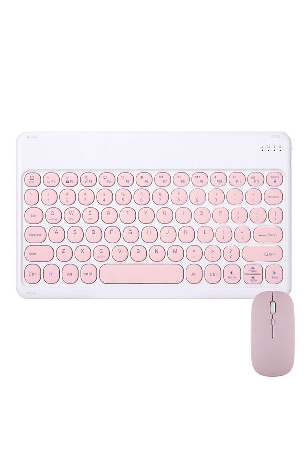 Powerway Maxron MX-3 7" Uyumlu Kablosuz Bluetooth Şarj Edilebilir Yuvarlak Tuşlu Klavye Mouse Seti - - 1